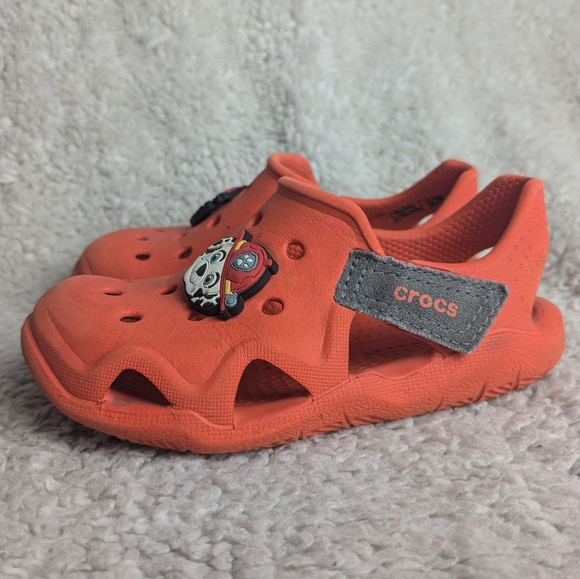 CROCS For Kids Size 9 Red Color With Velcros On One Side Waterproof - Picture 3 of 7